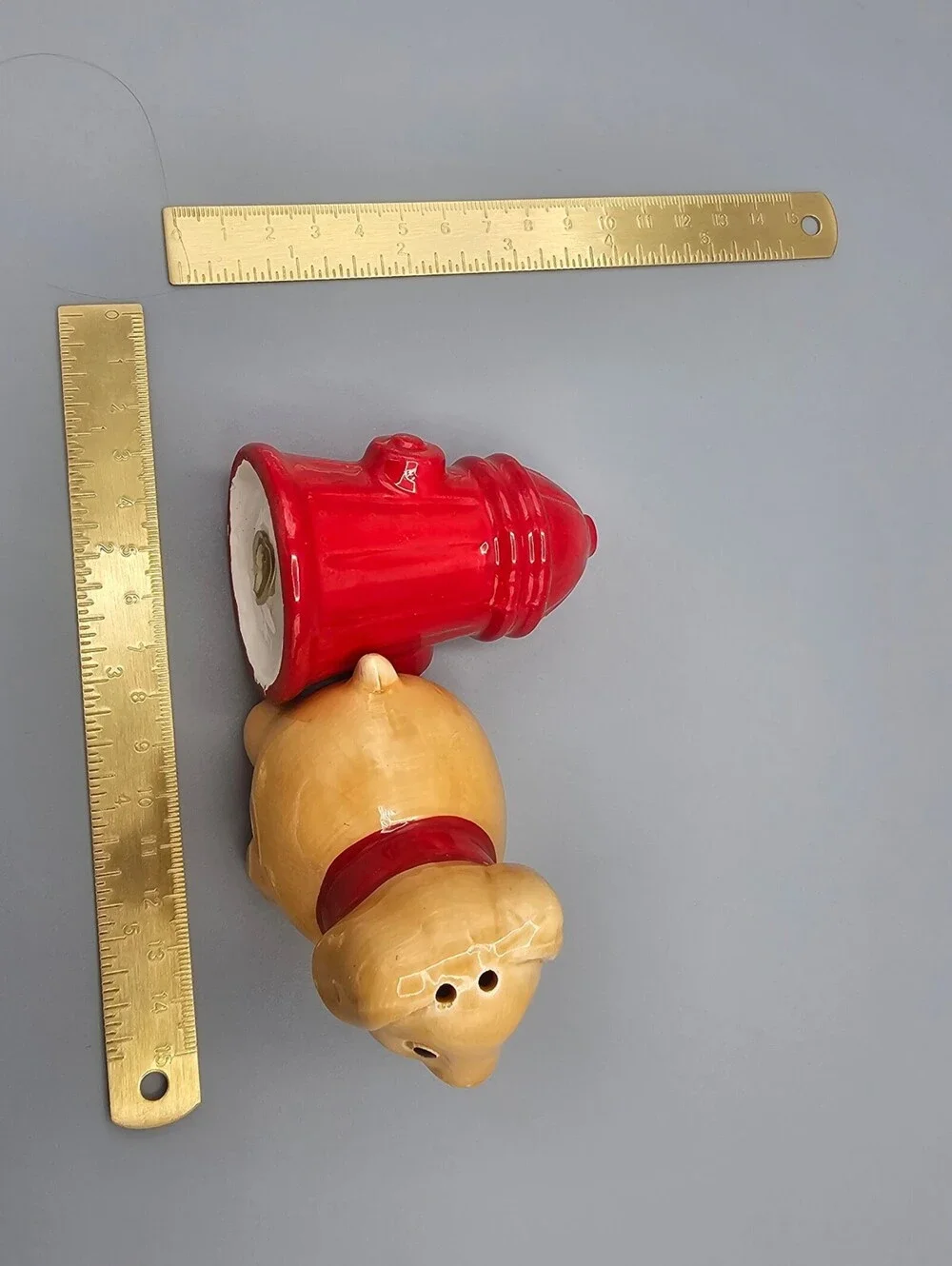 Vintage Ceramic Dog and Fire Hydrant Salt and Pepper Shakers